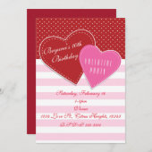 Valentines Day Party Red & Pink Hearts Invitations (Devant / Derrière)