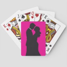 Valentine's Day Pink + Black Classic Playing Cards