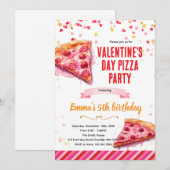 Valentine's Day Pizza Party invitation (Devant / Derrière)
