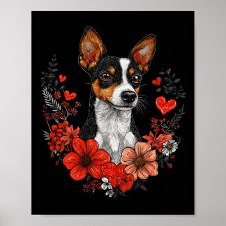 Valentine's Day Rat Terrier Dog Poster