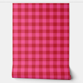 Valentines Day Red and Pink Gingham Check Behang