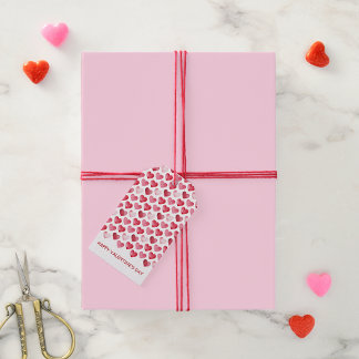 Valentine's Day Red and Pink Watercolor Hearts Cadeaulabel