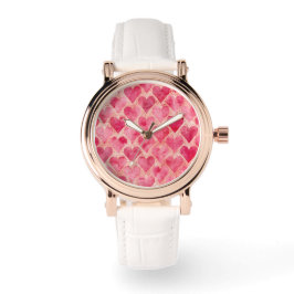 Valentine's Day, Red Pink Love Heart Pattern Horloge