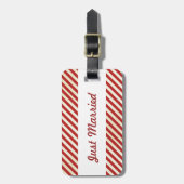 Valentines Day Red Stripes étiquette bagage de voy (Devant Vertical)