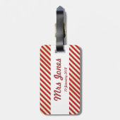 Valentines Day Red Stripes étiquette bagage de voy (Dos Vertical)