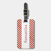 Valentines Day Red Stripes étiquette bagage de voy (Devant Vertical)