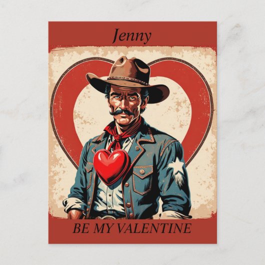 VALENTINE'S DAY Retro Cowboy modifiable Carte post (Devant)