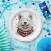 Valentines Day Samoyed Dog Papieren Bordje (Feest)