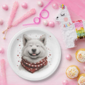 Valentines Day Samoyed Dog Papieren Bordje (Feest)