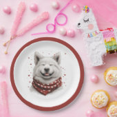 Valentines Day Samoyed Dog Papieren Bordje (Feest)