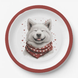 Valentines Day Samoyed Dog Papieren Bordje