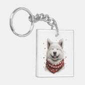 Valentines Day Samoyed Dog Sleutelhanger (Voorkant Links)