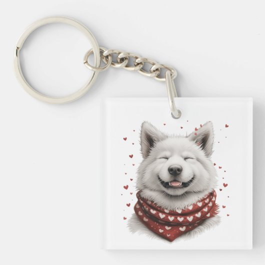 Valentines Day Samoyed Dog Sleutelhanger (Voorkant)
