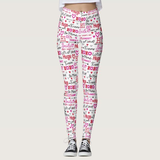 Valentine's Day Sayings Word Collage Leggings (Voorkant)