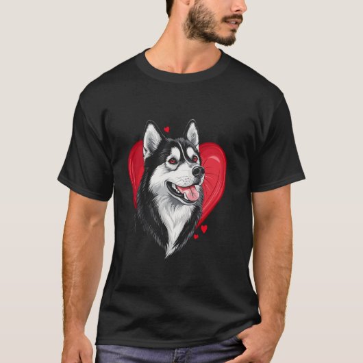 Valentine's Day Siberian Husky Vector T-shirt (Voorkant)