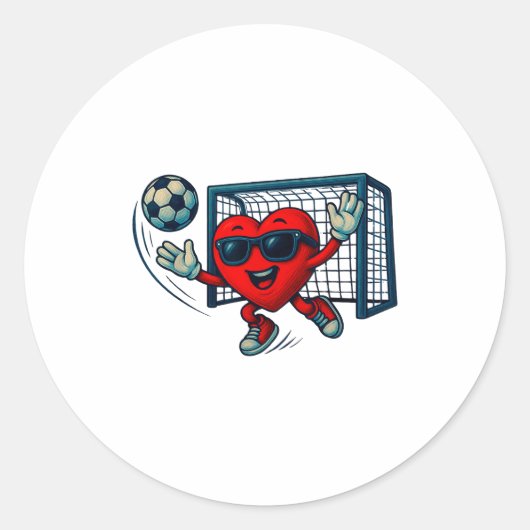 Valentines Day Soccer Goalkeeper Funny Heart Boys Ronde Sticker (Voorkant)
