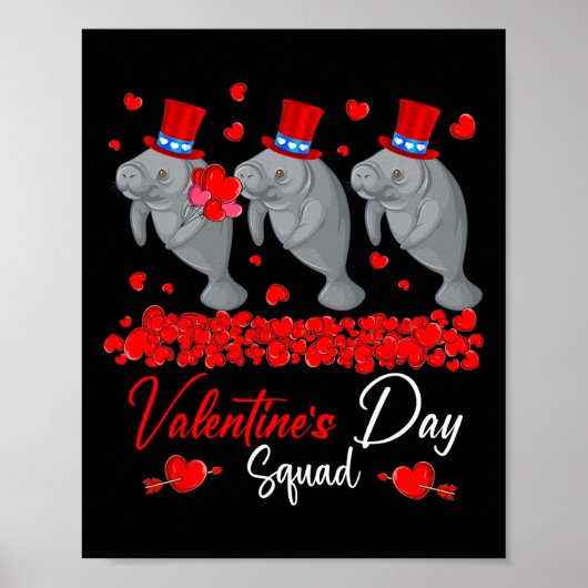 Valentine's Day Squad Three Cute Manatees Zoo Anim Poster (Voorkant)