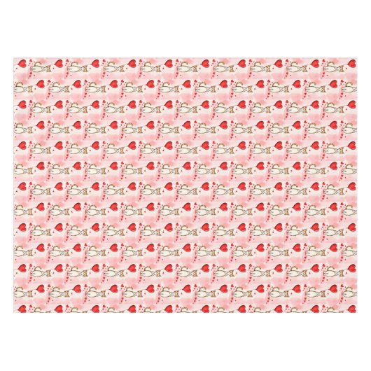 Valentine's Day Tablecloth Cat Red Hearts Tafelkleed (Voorkant (Horizontaal))