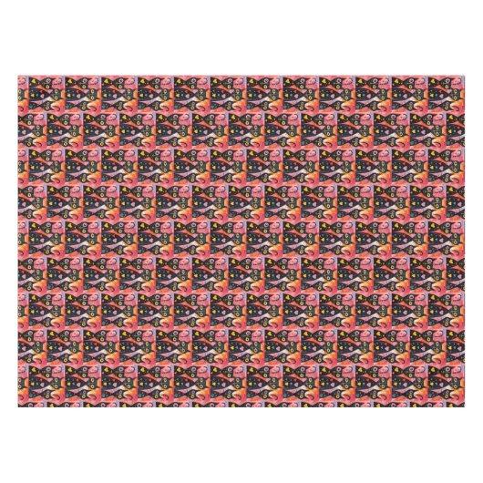 Valentine's Day Tablecloth Cat Red Hearts Tafelkleed (Voorkant (Horizontaal))