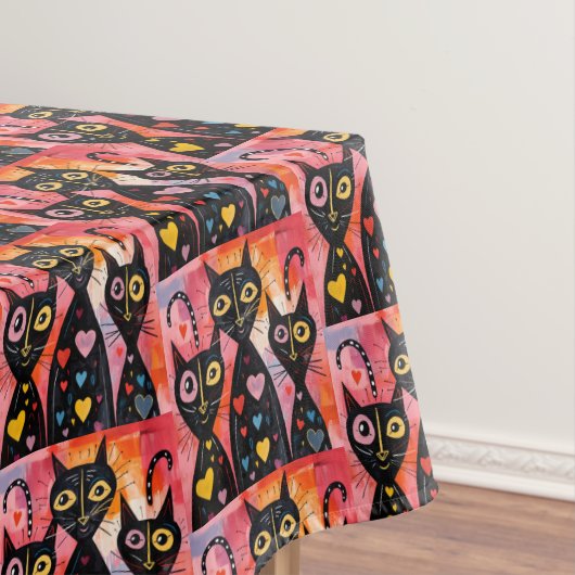 Valentine's Day Tablecloth Cat Red Hearts Tafelkleed (Voorbeeld)
