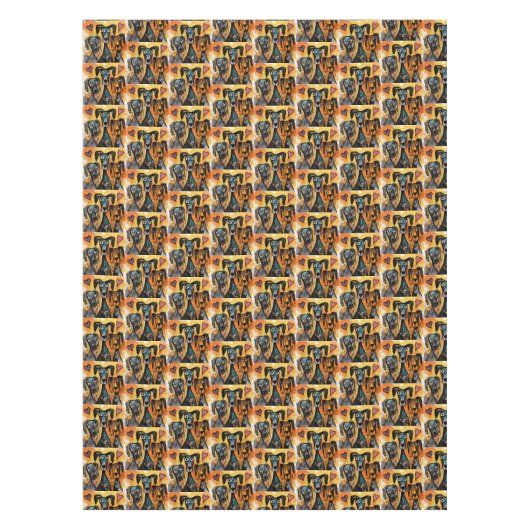 Valentine's Day Tablecloth Dog Red Hearts Tafelkleed (Voorkant)