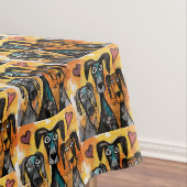 Valentine's Day Tablecloth Dog Red Hearts Tafelkleed (Voorbeeld)