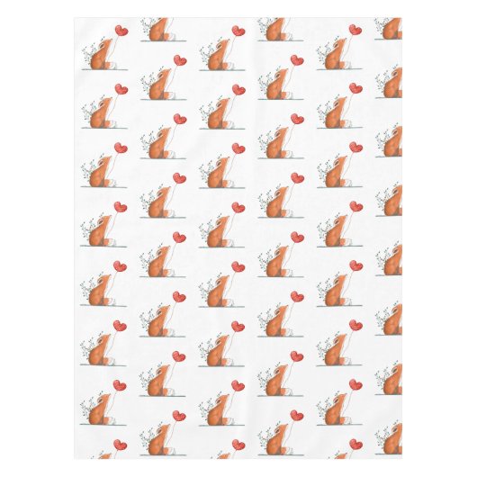 Valentine's Day Tablecloth Foxy Red Hearts Tafelkleed (Voorkant)