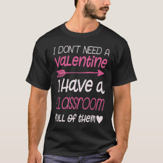 Valentine's Day Teacher Cute Arrow Heart Pink Clas T-shirt