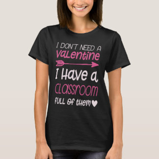 Valentine's Day Teacher Cute Arrow Heart Pink Clas T-shirt