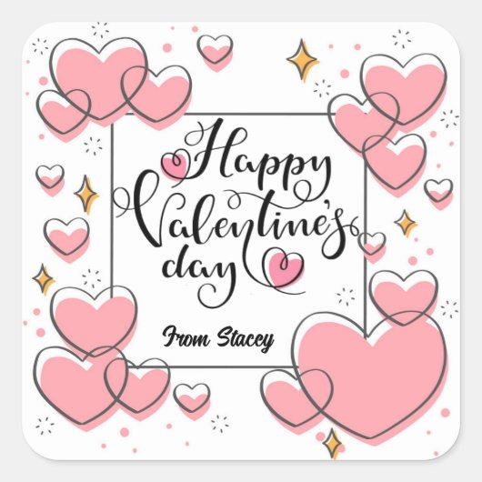 Valentines Day Treat Stickers With Hearts Girly (Devant)