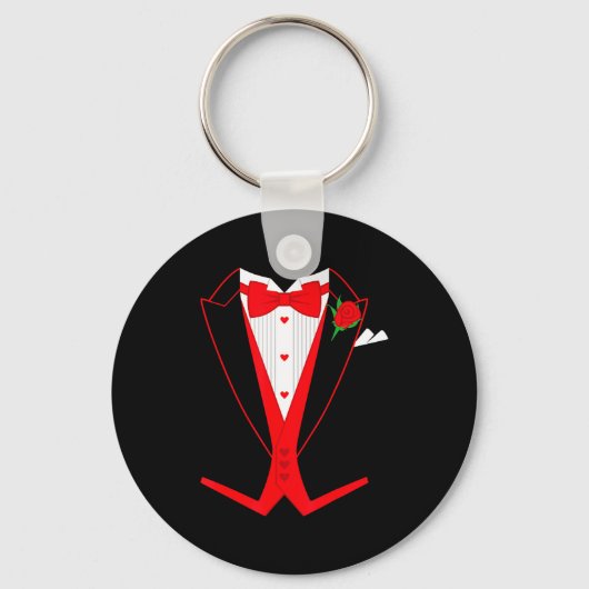 Valentine's Day Tuxedo Red Bow Tie Costume For Guy Sleutelhanger (Voorkant)
