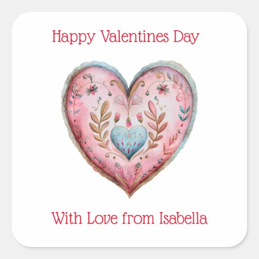 Valentine's Day Vierkante Sticker (Voorkant)