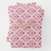 Valentines Day Wrapping Paper Flat Sheet Set of 3  (In situ)
