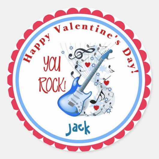 Valentine's Day You Rock Guitare stickers (Devant)