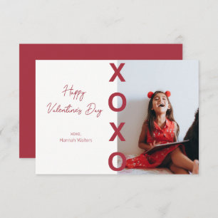 Valentines de classe Carte photo rouge XOXO