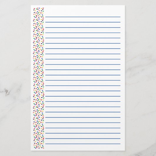 Valentines de papeterie rayés par coeur coloré (Devant)