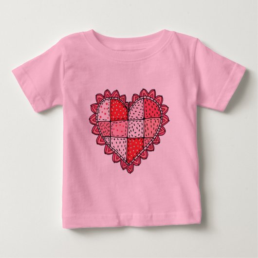 Valentine's Doodle Art Style Faux Patchwork Heart  (Voorkant)