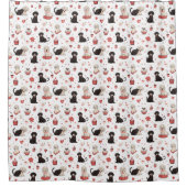 Valentines et Chiens Rouge Blanc Douche rideau (Devant)