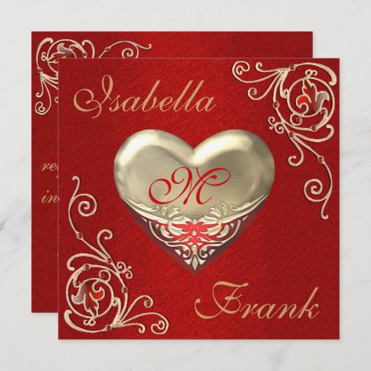 Valentines Faire-part de mariage au coeur magnifiq (Devant / Derrière)