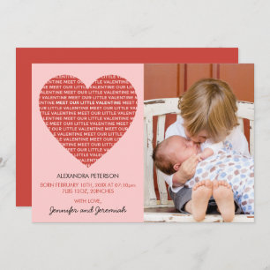 Valentines faire-part de naissance carte doux mode