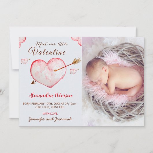 Valentines faire-part de naissance carte flèche co (Devant)