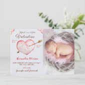 Valentines faire-part de naissance carte flèche co (Debout devant)