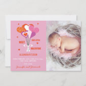 Valentines faire-part de naissance Coeurs mignons  (Devant)