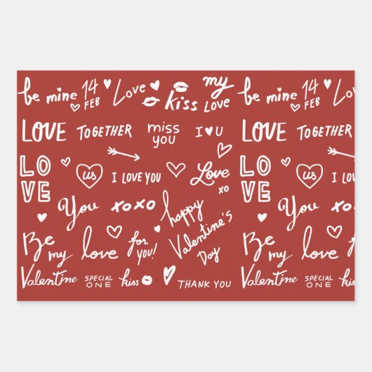Valentines Feuilles de papier d'enrobage de 19 po  (Devant)
