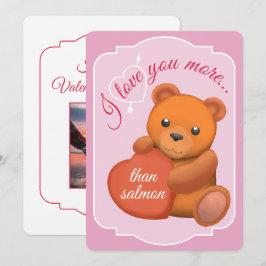 Valentines Flat Card Cute Brown Bear Feestdagenkaart