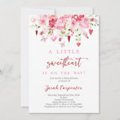 Valentines Floral Baby shower Girl Invitation (Devant)