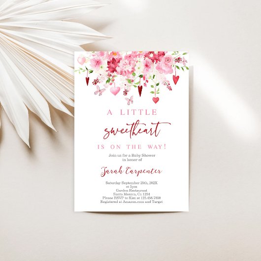 Valentines Floral Baby shower Girl Invitation