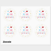 Valentine's Gender Reveal Classic Round Sticker (Feuille)