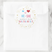 Valentine's Gender Reveal Classic Round Sticker (Sac)