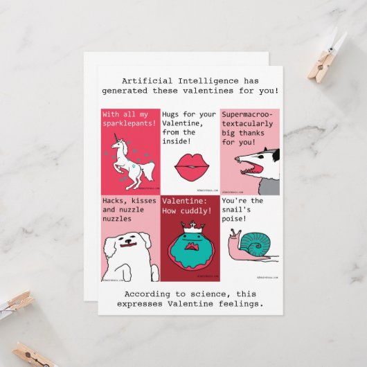 Valentines générées par l'IA - modèle DaVinci (Devant/Arrière en situation)